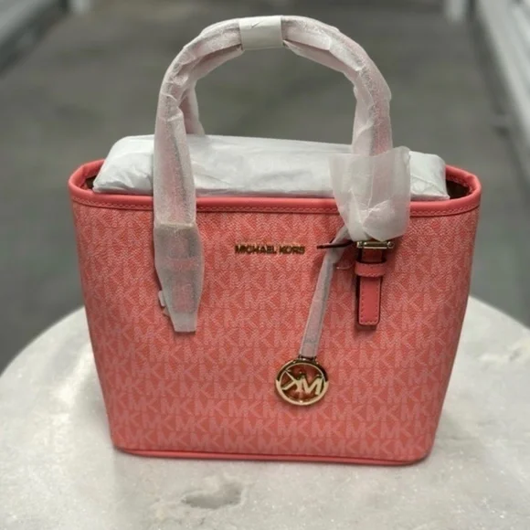 Michael Kors XS Jet Set Travel Carryall Top Zip Tote Grapefruit